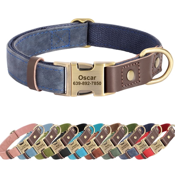 Pet Artist PU Leather Personalized Dog Collar with Custom ID Metal Buckle Free Engraved S/M/L