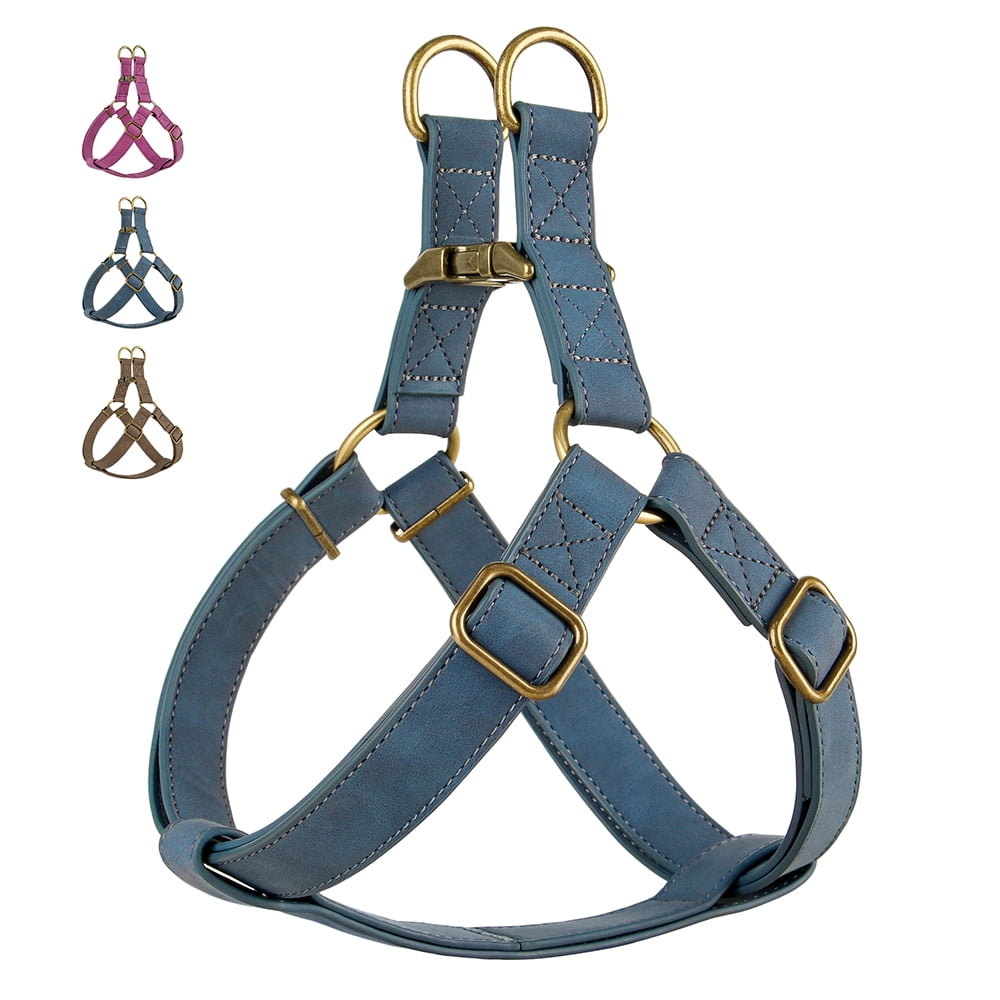 Pet Artist PU Leather Step In Dog Harness Pet Chest Strap Vest Adjustable French Bulldog
