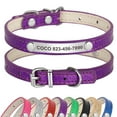 thumbnail image 1 of Pet Artist PU Leather Thin Bling Glitter Small Dog Collars for Puppy Cat Kitten Personalized Custom Pet Name Girl Boy, 1 of 12