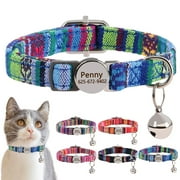 Pet Artist Personalized Breakaway Cat Collar & Bell Fabric Safety Release Puppy Name ID Tag