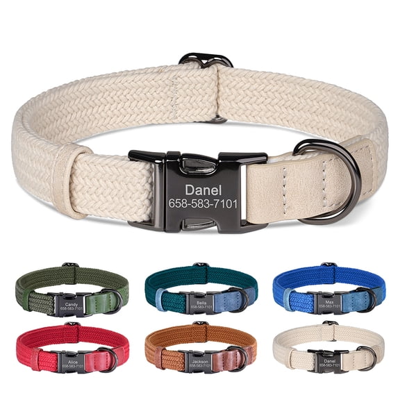 Pet Artist Personalized Dog Collar with Free Name Engraving - Soft Braided Nylon Webbing Puppy Collar, Adjustable Comfort Fit for Small Medium Large Dogs