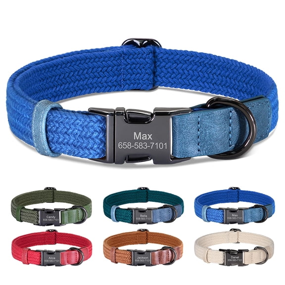 Pet Artist Personalized Dog Collar with Free Name Engraving - Soft Braided Nylon Webbing Puppy Collar, Adjustable Comfort Fit for Small Medium Large Dogs