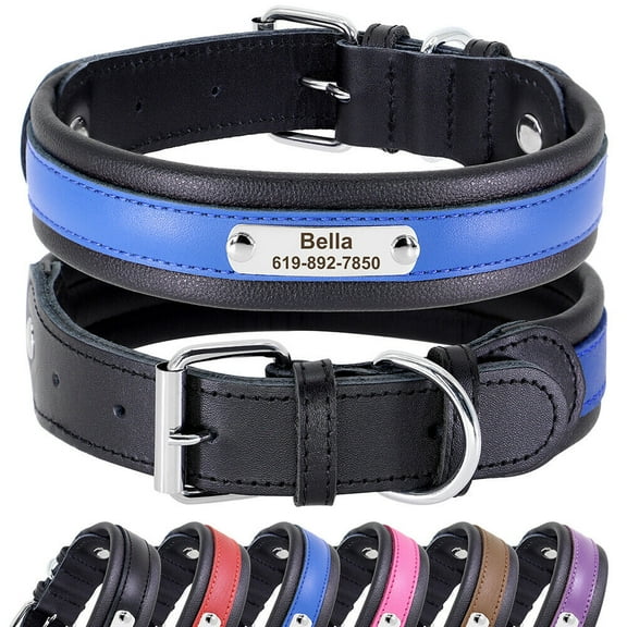 Pet Artist Personalized Dog Collar Leather Engraved ID Name Adjustable German Shepherd M-XL