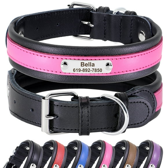 Pet Artist Personalized Dog Collar Leather Engraved ID Name Adjustable German Shepherd M-XL