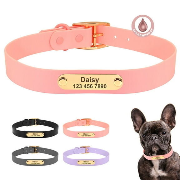 Pet Artist Personalized Dog Collar Soft PVC Waterproof Pet Collar with Engraved ID Name Tag