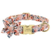 Pet Artist Personalized Dog Collars Nylon Adjustable Flower Puppy Collars ID Name Free Engraved