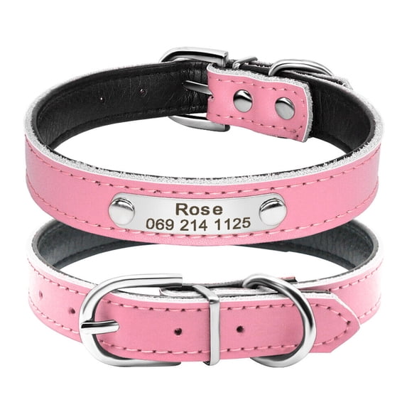 Pet Artist Personalized Dog Collars for Small Dogs Leather Custom Name Engraved for Yorkie