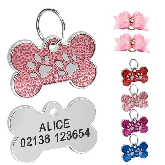Pet Artist Personalized Dog Tags Engraved Cat Puppy Pet ID Name Collar Disc Bone Glitter