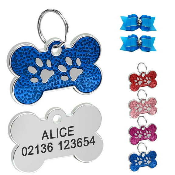 Pet Artist Personalized Dog Tags Engraved Cat Puppy Pet ID Name Collar Disc Bone Glitter