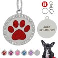 thumbnail image 1 of Pet Artist Personalized Dog Tags Paw Rhinestone Pet Cat ID Name Tag Engraved Free Hair Bows, 1 of 8