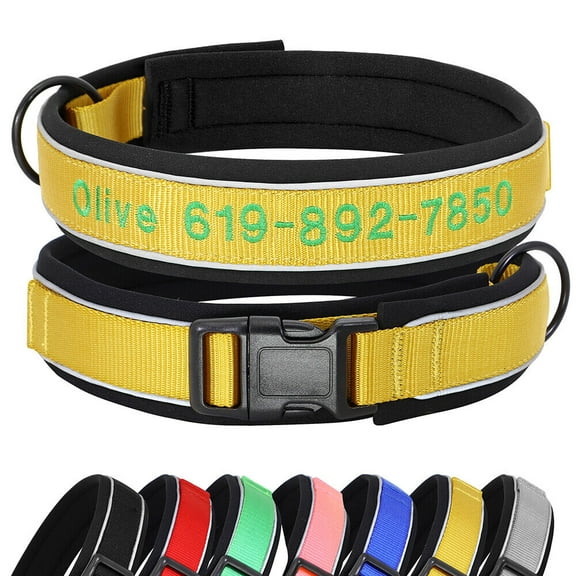 Pet Artist Personalized Embroidered Dog Collar Reflective Custom Pet Name Phone Number S-XL