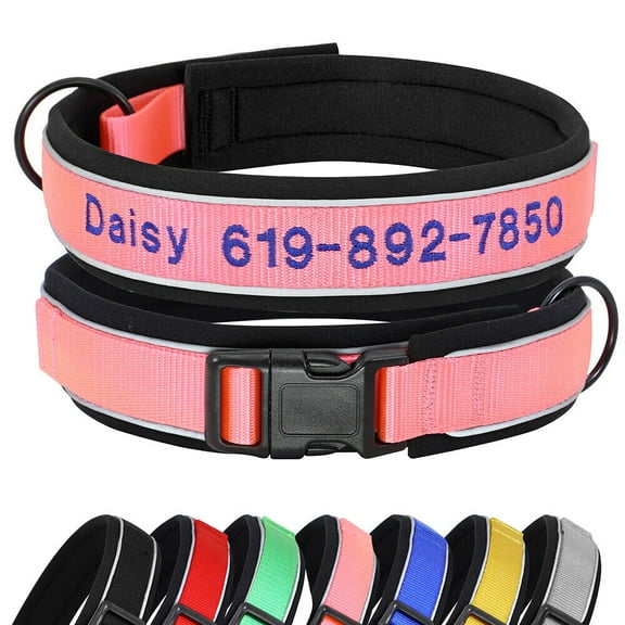 Pet Artist Personalized Embroidered Dog Collar Reflective Custom Pet Name Phone Number S-XL
