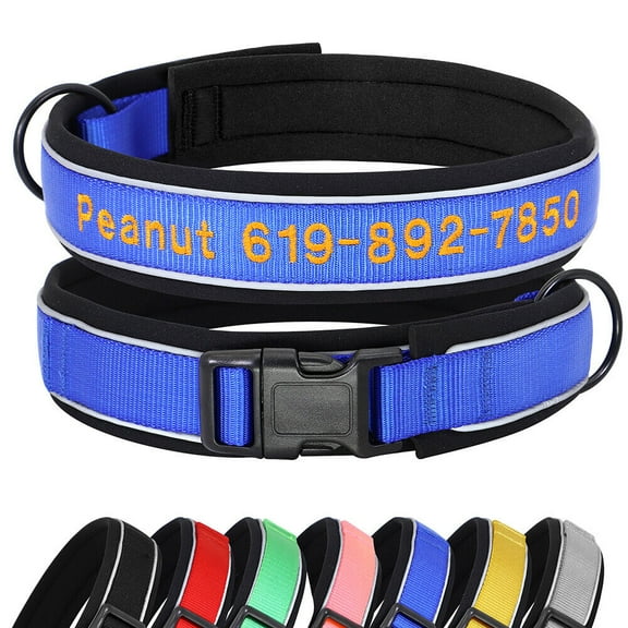 Pet Artist Personalized Embroidered Dog Collar Reflective Custom Pet Name Phone Number S-XL