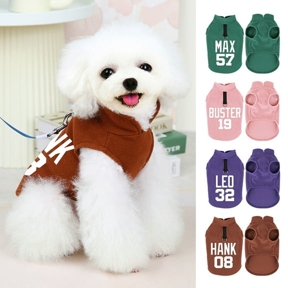 Pet Artist Personalized Fleece Dog Clothes with Name Printed Winter Warm Vest Dog Sweaters for Small Dogs Male Female Fall Pullover Puppy Clothes with D-Ring