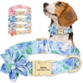 thumbnail image 1 of Pet Artist Personalized Floral Nylon Dog Collar with Big Flower Customized Metal Buckle Engraved for Pets, 1 of 10