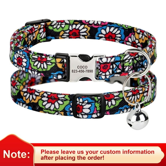 Pet Artist Personalized Kitten Cat Collar with Bell Custom Engraved Name ID Tag Adjustable
