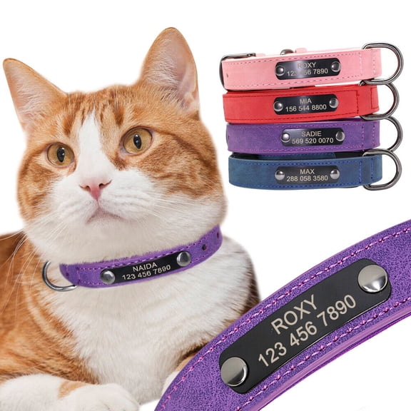 Pet Artist Personalized Leather Dog Collar Soft Padded Free Engraved Pet Name Number XS-L
