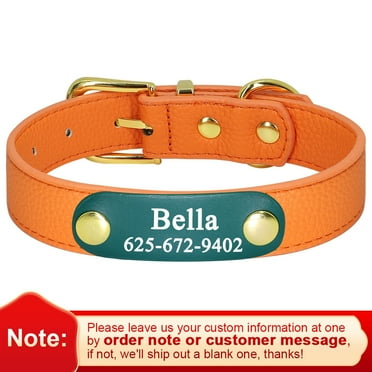 Pet Artist Personalized Leather Dog Collars with 3 Fonts Avaiable Custom Nameplate Engraved for Small Medium Dogs