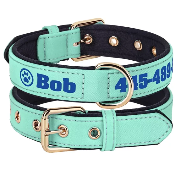 Pet Artist Personalized Nylon Dog Collar Custom Pet Name/Number Waterproof Soft Neoprene Padded Comfortable