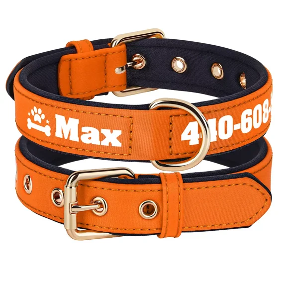 Pet Artist Personalized Nylon Dog Collar Custom Pet Name/Number Waterproof Soft Neoprene Padded Comfortable