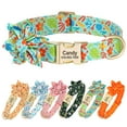 thumbnail image 1 of Pet Artist Personalized Nylon Dog Collar Cute Flower Printed Puppy Pet Name Free Custom ID, 1 of 14