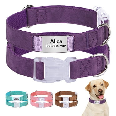 Pet Artist Personalized Nylon Dog Collar with Slide On Name Tag Pet Engraved Adjustable S-L