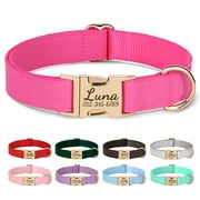 Pet Artist Personalized PU Leather Dog Collar Custom ID Metal Buckle Name / Number Free Engraved S-L