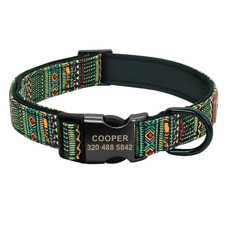 Beirui Tribal Pattern Custom Dog Collar with Engraved Name Plate - Soft Beirui Tribal Pattern Custom Dog Collar with Engraved Name Plate - Soft