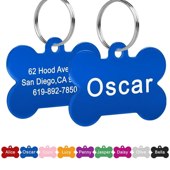 Pet Artist Personalized Pet Name ID Tags for Dog, Custom Double Sided Engraved Bone Shape