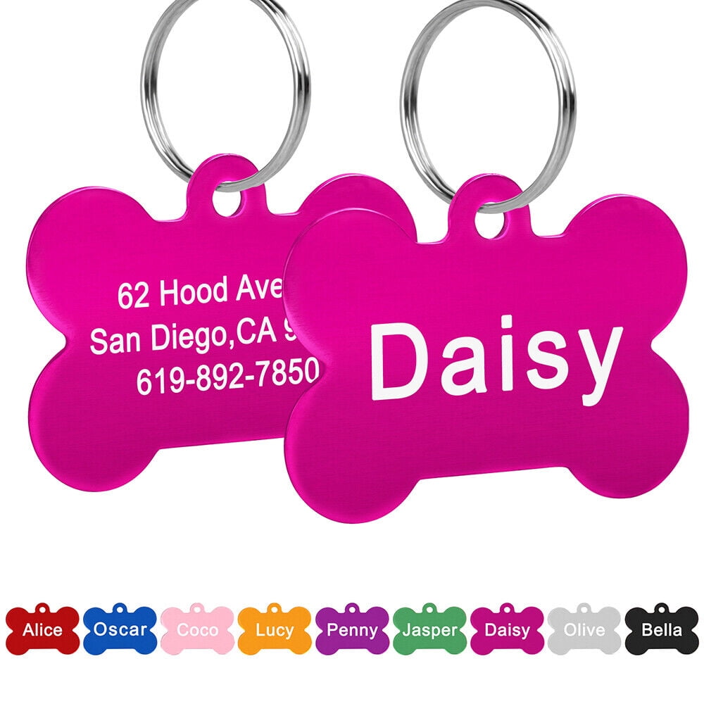Pet Artist Personalized Pet Name ID Tags for Dog Custom Double Sided Engraved Bone Shape Walmart