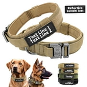 Pet Artist Personalized Tactical Dog Collar Reflective Custom with Patch Name Print w/Handle Military Training