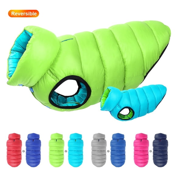 Pet Artist Pet Dog Winter Coat Reversible Warm Down Jacket Quilted Padded Puffer Vest Waterproof Clothes with Leash Hole