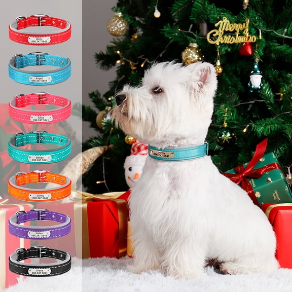Pet Artist Reflective Nylon Dog Collar Custom Personalized Pet Name ID Tag Adjustable S-XL