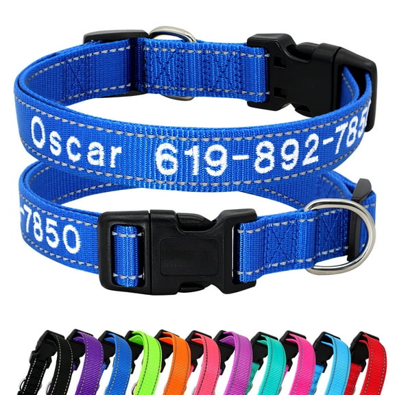 Pet Artist 	Reflective Nylon Personalized Dog Collars Embroidered Custom ID Name Phone Number
