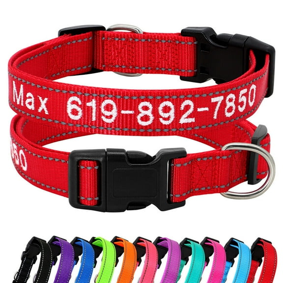 Pet Artist Reflective Nylon Personalized Dog Collars Embroidered Custom ID Name Phone Number