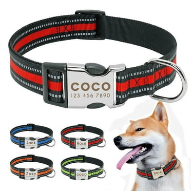 Pet Artist Reflective Nylon Pet Dog Collar Personalized Name Phone Engraved ID Tags Collars