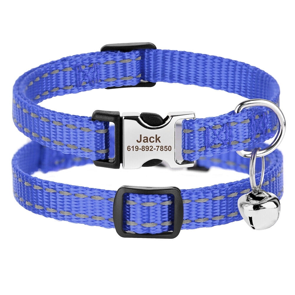 Unbranded Personalized Pet Accessories Personalized Pet Collar & ID Tag Set - Engraved Name, Adjustable Leather, Bell Included Engraved Dog Cat Collar Leather - Foto 4