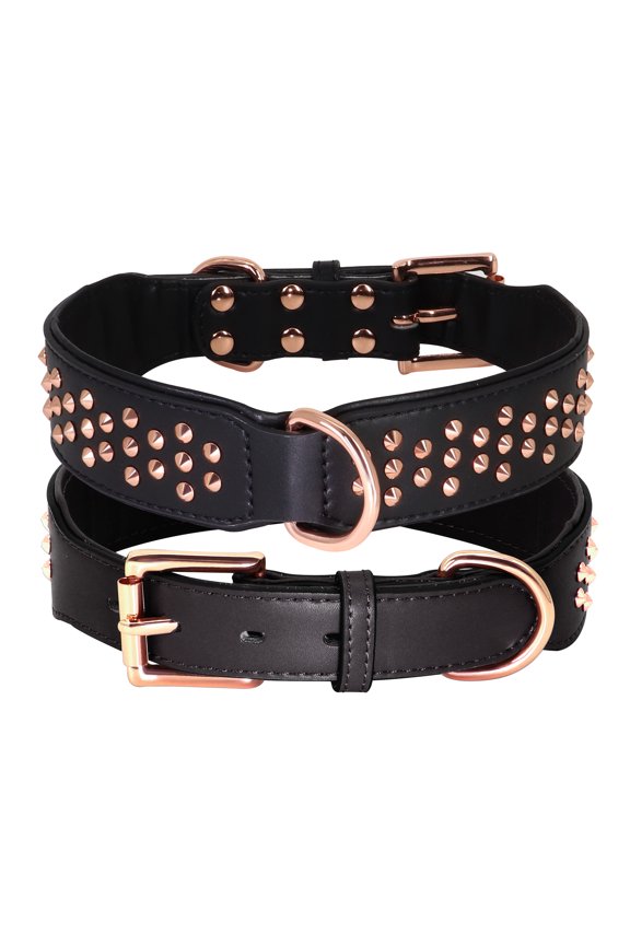 Retro Studded Leather Dog Collar Heavy Duty for Medium Large Dogs Rottweiler Pitbull German Shepherd Adjustable