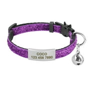 Pet Artist Sequins Quick Release Cat Collar Safety Breakaway Personalised ID Name Collars