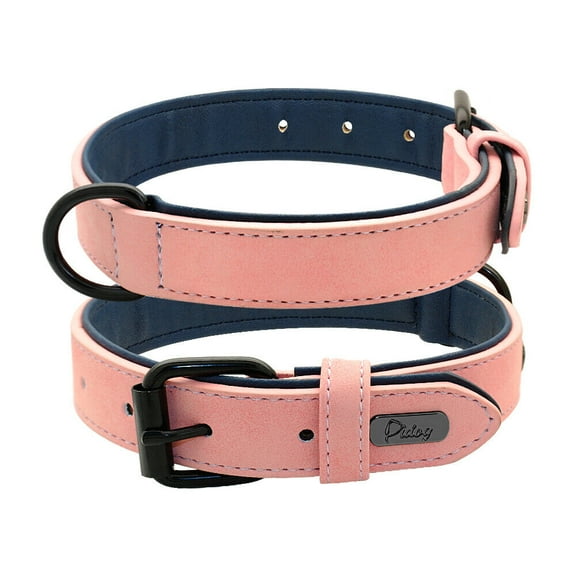 Pet Artist Soft Leather Padded Dog Collar Adjustable Small Medium Large with Metal Buckle