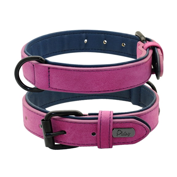 Pet Artist Soft Leather Padded Dog Collar Adjustable Small Medium Large with Metal Buckle