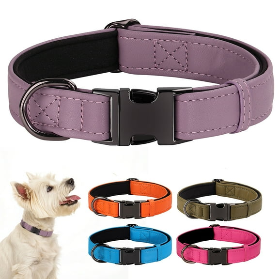 Pet Artist Soft PU Leather Dog Collar Pet Collar Waterproof Adjustable Metal Buckle for Small Medium Large Breeds