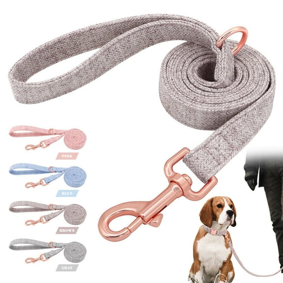 Pet Artist Soft Tweed Dog Leash Rope Walking Leashes for Pet 5ft Long Rose Gold Clip
