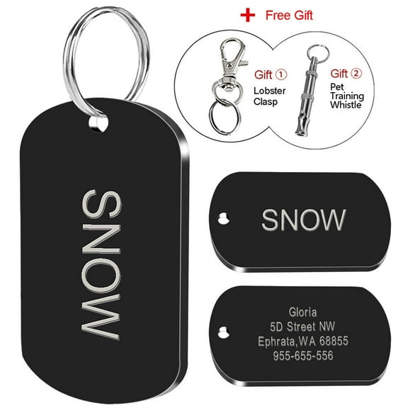 Pet Artist Stainless Steel Military Dog Tags Personalized Engraved Name Number ID Tags w/ Free Whistle and Clasp