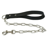 Pet Artist Thick Stainless Steel Dog Chain Leash with Leather Handle Large Dogs Strong Heavy Duty Leashes