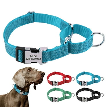 Pet Artist Training Martingale Big Dog Collar Reflective Customized Metal Buckle Name Engraved No Choke