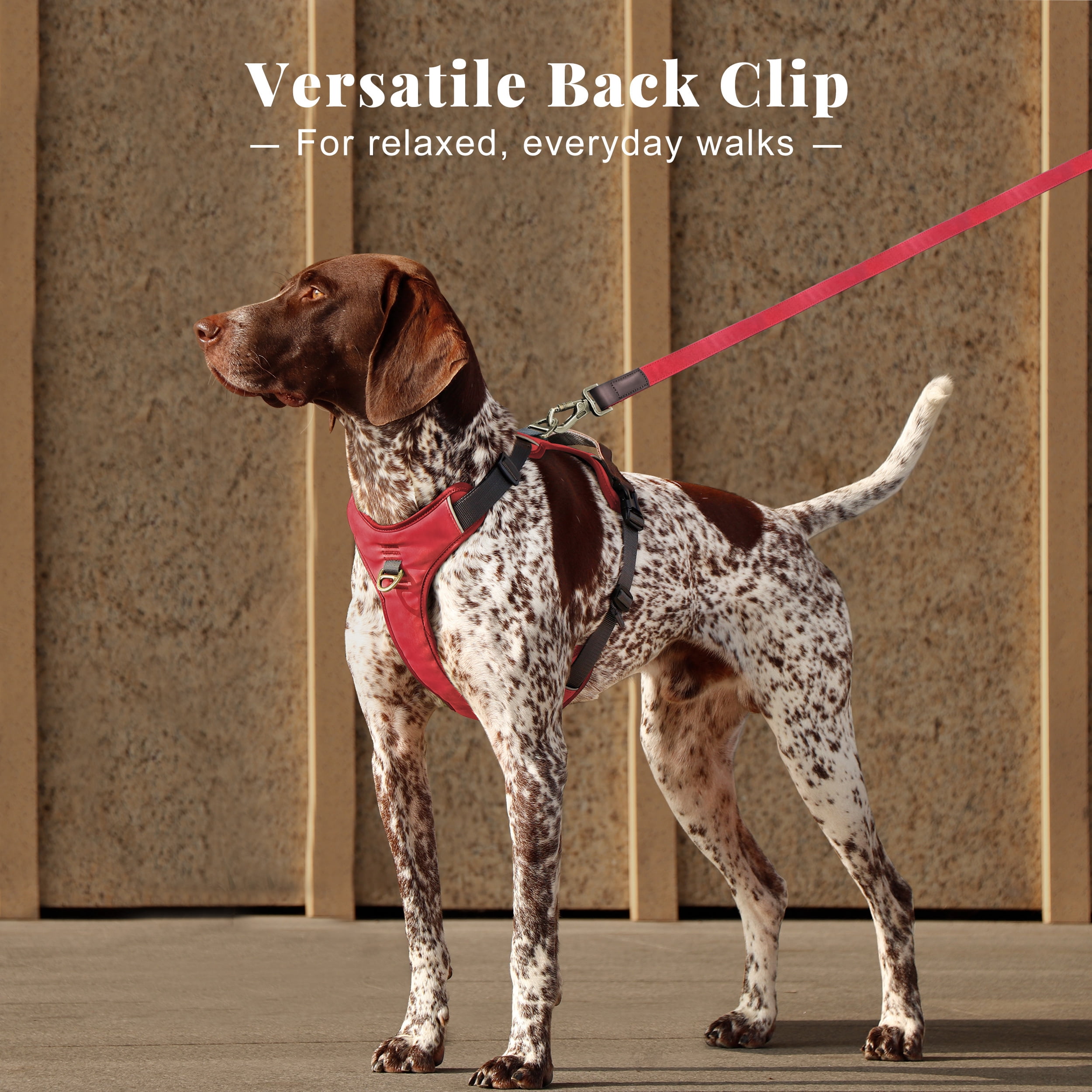 Pet Artist Vintage Dog Harness No Pull Dog Vest Harness with Easy Control Handle, PU Leather,Breathable Padded Dog Chest Harness Adjustable for Large Dogs,Red,L