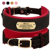 Pet Artist Wide Large Dog Collar PU Leather Dog Collar Personalized Pet Name ID Collar Padded Customized for Medium Large Dogs
