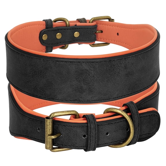 Pet Artist Wide Leather Large Dog Collar Soft Padded Heavy Duty for Medium Large Dogs German Shepherd Bulldog