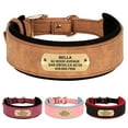 thumbnail image 1 of Pet Artist Wide PU Leather Personalized Dog Collar Soft Padded for Medium Large Dogs Custom Nameplate Engraved M-XL, 1 of 9